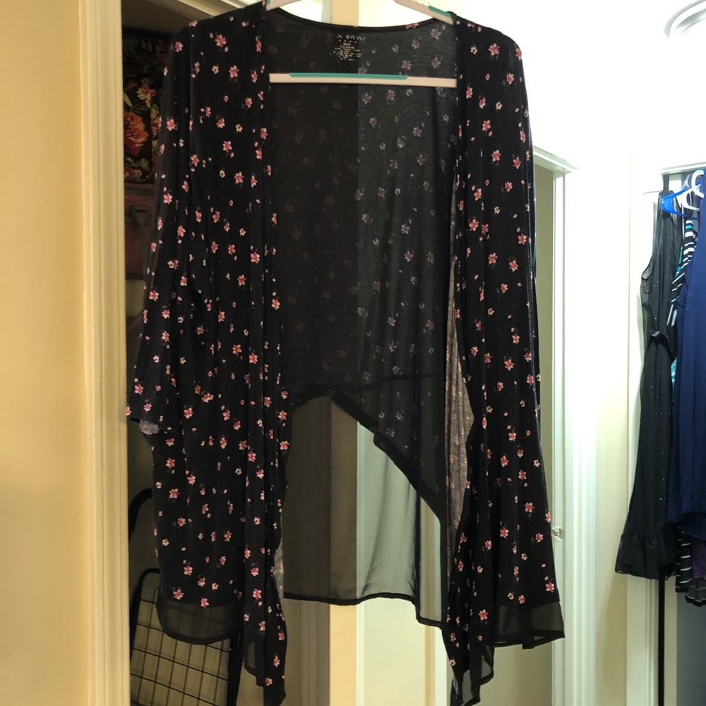 Lane Bryant Black with Pink Flowers Cover Up